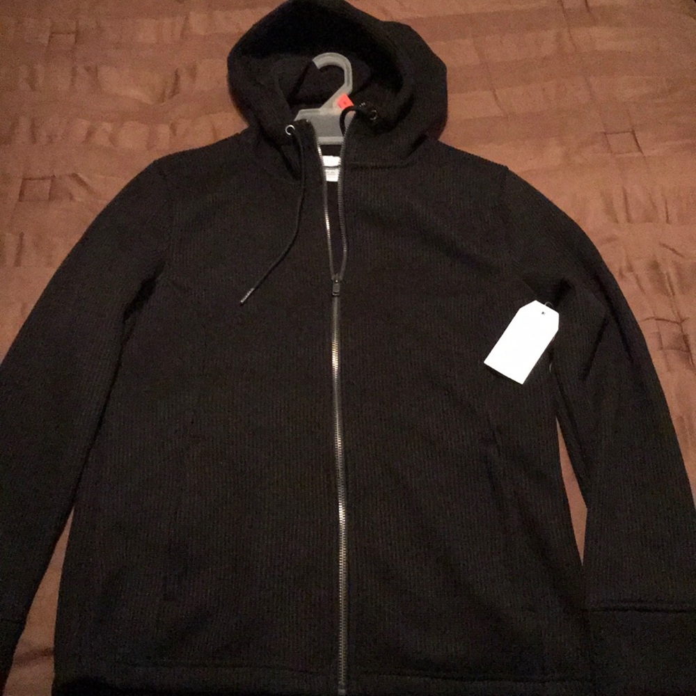 Women’s hooded blk jacket, Waffle jacket